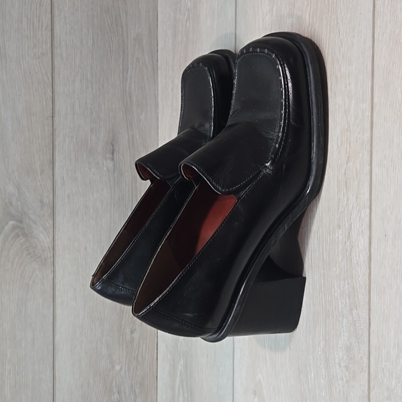 Vintage Nine West Kinetic Leather Y2k Women's Loafers Square Toe Heel Shoes 7.5M - Picture 2 of 12